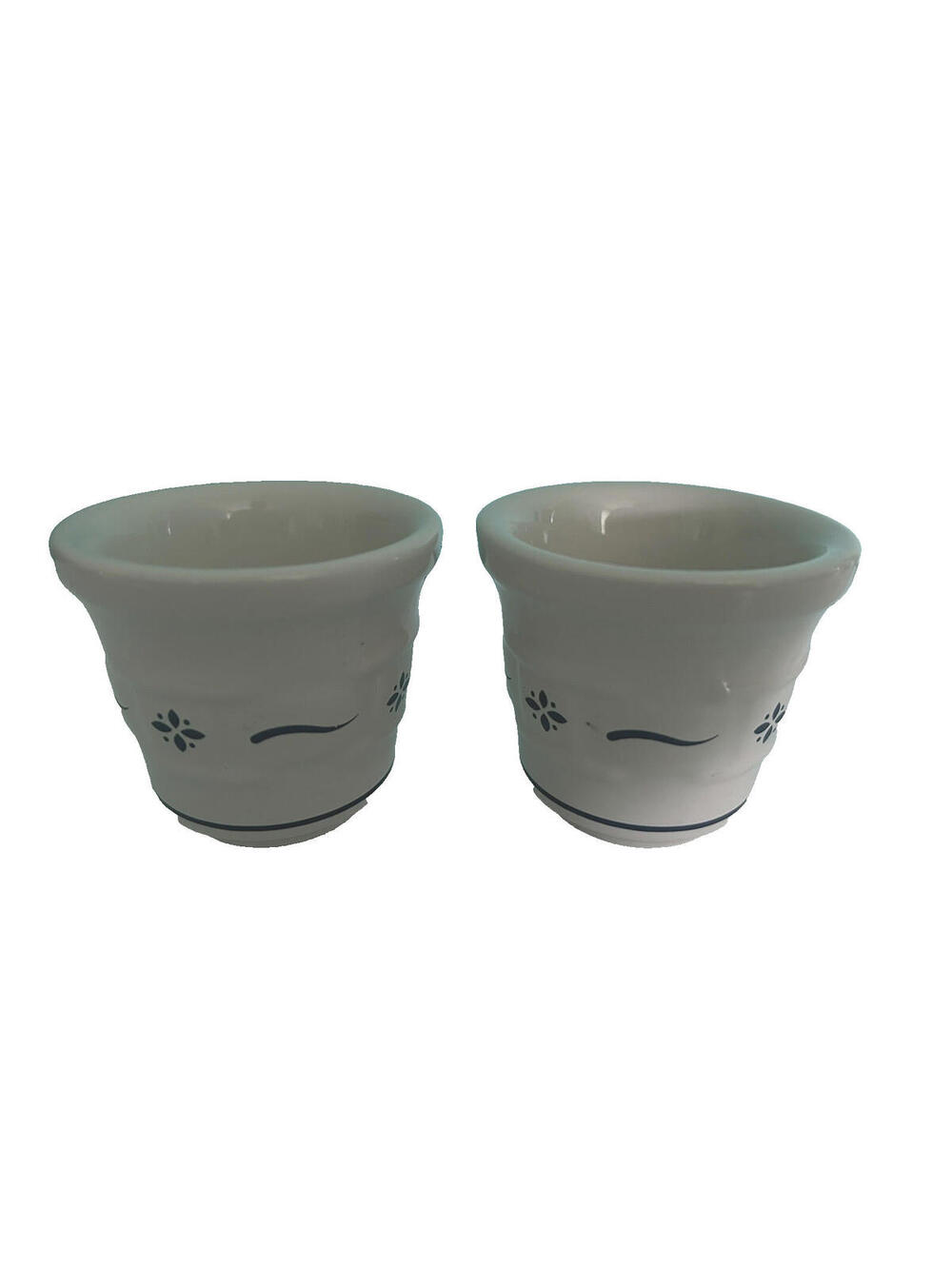 Longaberger Pottery Woven Traditions Votive Candle Holders Blue Set of 2